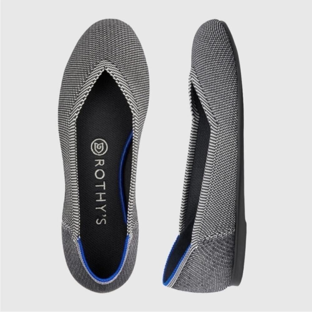 Rothy's Women's Black & White Knit Flat - Comfortable Slip-On